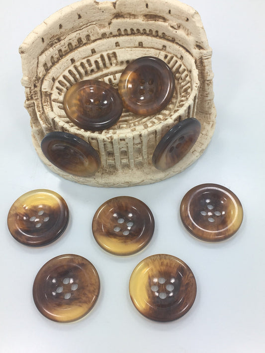 QUALITY 7/8" Clear Dark Amber Buttons ITALIAN Vintage Sewing Button for Clothing / Coat & Jacket Buttons / Designer Decorative Buttons 541