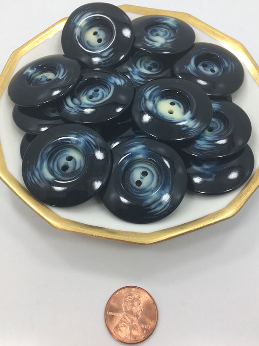 QUALITY 1-3/8" Black Navy Cream Buttons ITALIAN Vintage Sewing Button for Clothing / Coat & Jacket Buttons / Designer Decorative Buttons 575