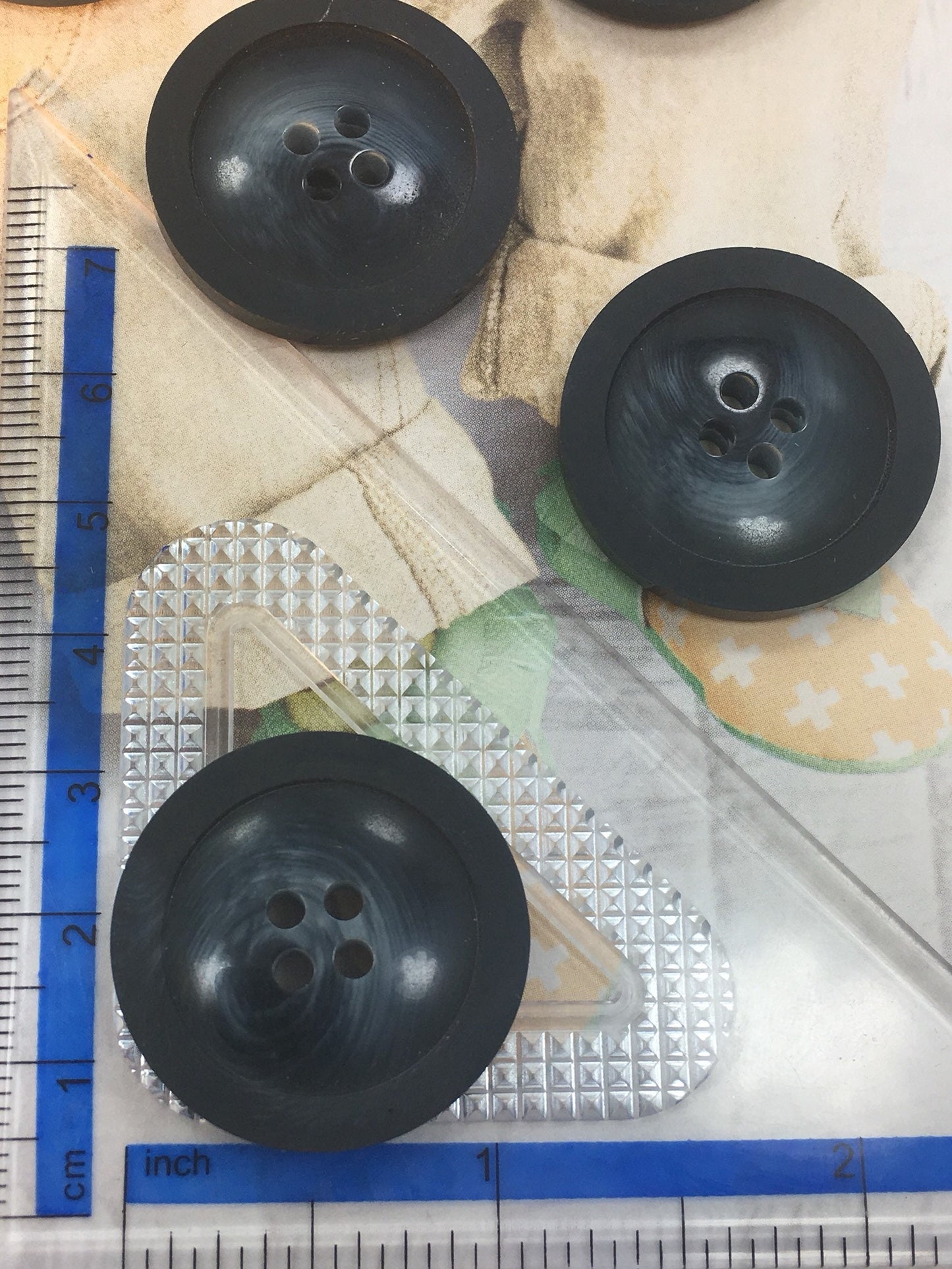 QUALITY 1-1/8" Black with a hint of Grey 4 hole Buttons ITALIAN Vintage Sewing Button for Clothing / Coat & Jacket Buttons 565