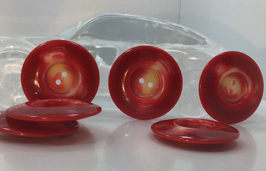 QUALITY 1-3/8" Cherry Red Cream Buttons ITALIAN Vintage Sewing Button for Clothing / Coat & Jacket Buttons / Designer Buttons 583