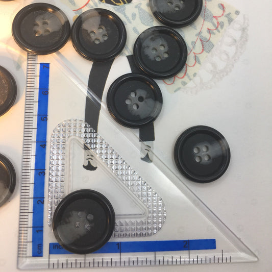 QUALITY 7/8" Black and Gray Buttons ITALIAN Vintage Sewing Button for Clothing / Coat & Jacket Buttons / Designer Decorative Buttons 554