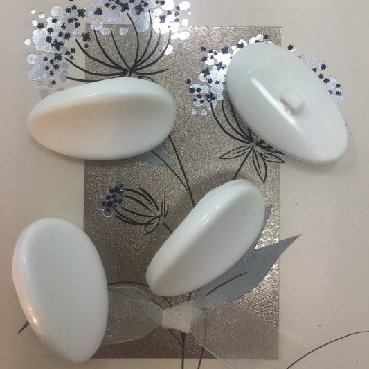 Almond LARGE White Shank Buttons ITALIAN Vintage Sewing Button for Clothing / Coat & Jacket Buttons / Designer Decorative Buttons 637