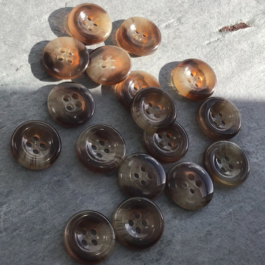 QUALITY 3/4" Clear Brown Buttons ITALIAN Vintage Sewing Button for Clothing / 4 Hole Buttons / Designer Decorative Buttons 644