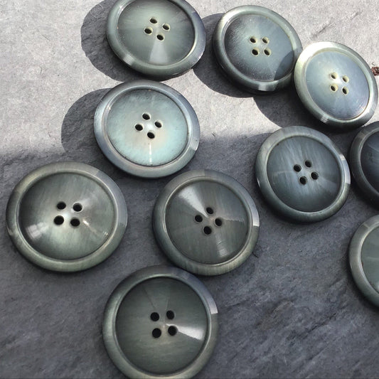 QUALITY 1-1/4" Shiny Grey Buttons ITALIAN Vintage Sewing Button for Clothing / Coat & Jacket Buttons / Designer Decorative Buttons 651