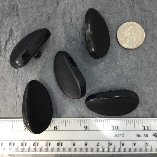 BLACK Almond BIG Shank Buttons Vintage Sewing Button for Clothing / Coat & Jacket Buttons / Designer Decorative Buttons 652