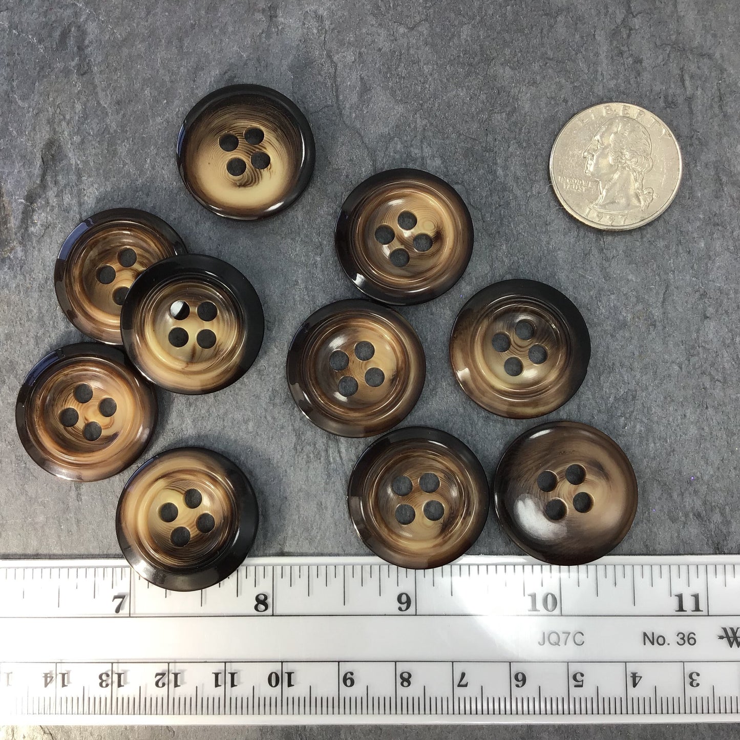 QUALITY 1" Coffee Brown 4 Hole Buttons ITALIAN Vintage Sewing Button for Clothing / Coat, Jacket & Dress Buttons / Designer Buttons 653