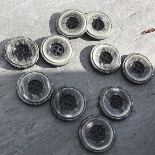 QUALITY Charcoal Grey Buttons ITALIAN Vintage Sewing Button for Clothing / 4 Hole Coat & Jacket Buttons / Designer Decorative Buttons 654