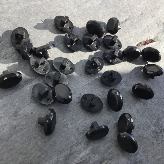 Small Oval Black Shank Buttons Vintage Sewing Button / Designer Decorative Buttons 688