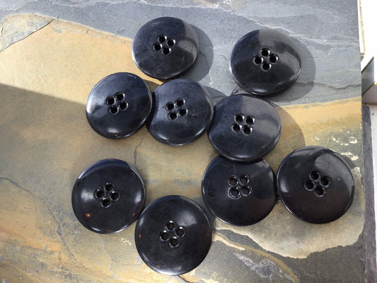 BIG 1-1/4" Black Buttons ITALIAN Vintage Sewing Button for Clothing / Coat & Jacket Buttons / Designer Decorative Buttons 670