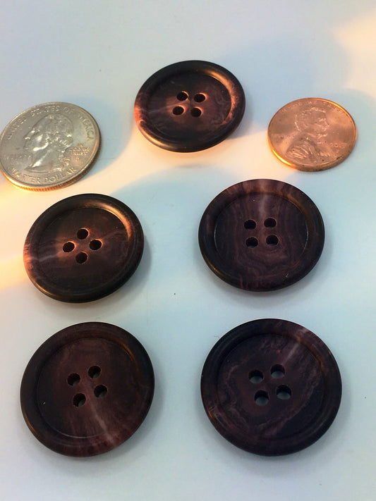 QUALITY 1" Mahagony Brown Buttons ITALIAN Vintage Sewing Button for Clothing / Coat & Jacket Buttons / Designer Decorative Buttons 545