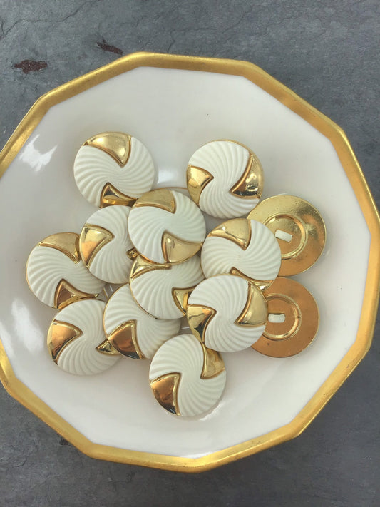 GOLD BUTTONS 1" Vintage Plastic Shank Buttons for Clothing / Blazer Buttons & Jacket Buttons / Decorative Buttons 204