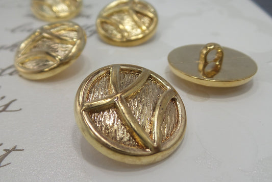 GOLD EMBOSSED BUTTONS 1" Vintage Metallic Shank Buttons for Clothing / Blazer Buttons & Jacket Buttons / Decorative Buttons 126