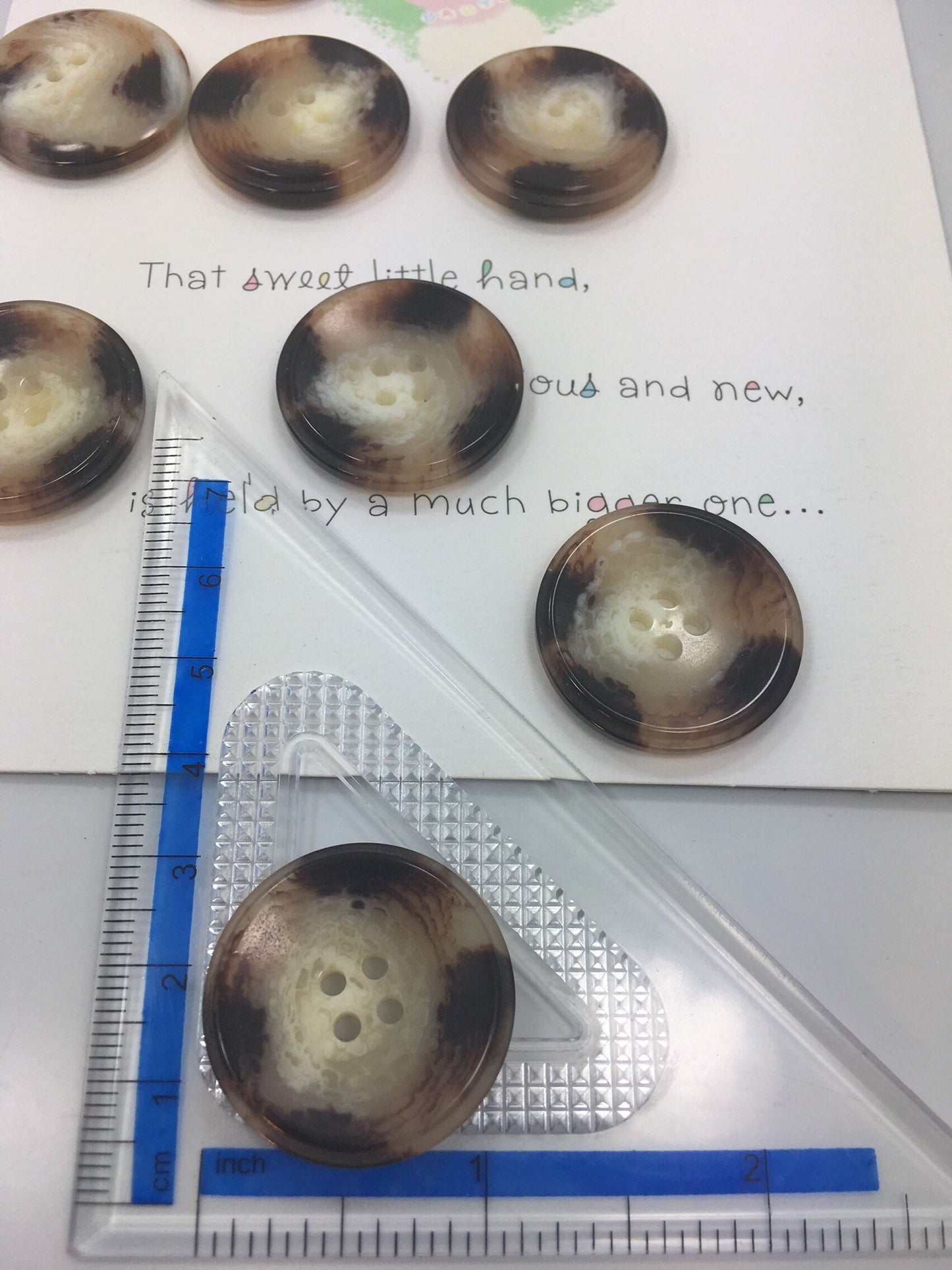 QUALITY 1-1/8" Brown Off White Clear Buttons ITALIAN Vintage Sewing Button for Clothing / Coat & Jacket Buttons / Designer Button 581