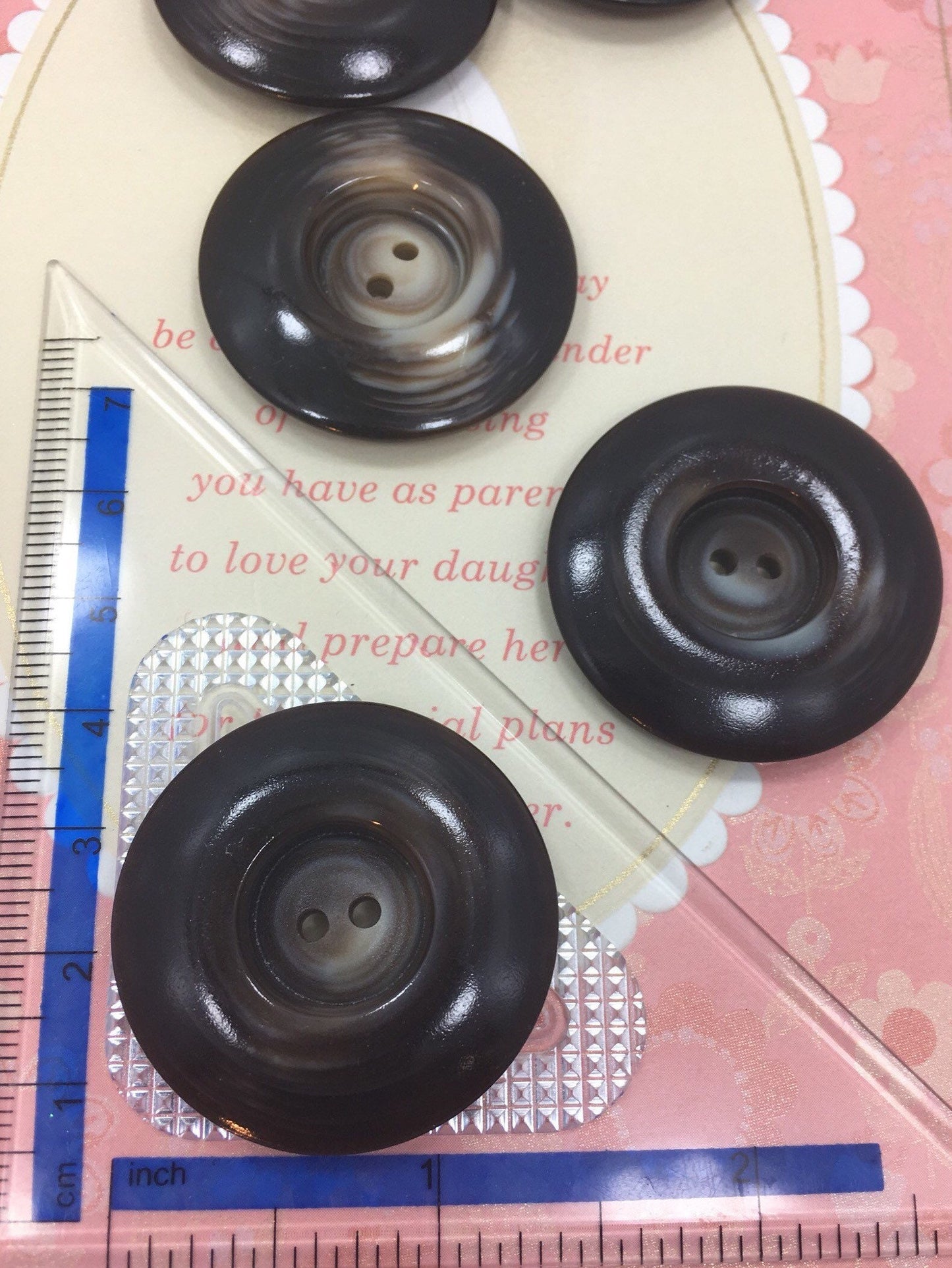 QUALITY 1-3/8" Coffee Brown 2 hole Buttons ITALIAN Vintage Sewing Button for Clothing / Coat & Jacket Buttons / Designer Buttons 576