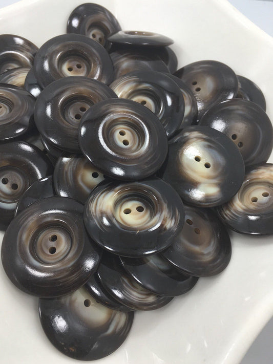 QUALITY 1-3/8" Coffee Brown 2 hole Buttons ITALIAN Vintage Sewing Button for Clothing / Coat & Jacket Buttons / Designer Buttons 576