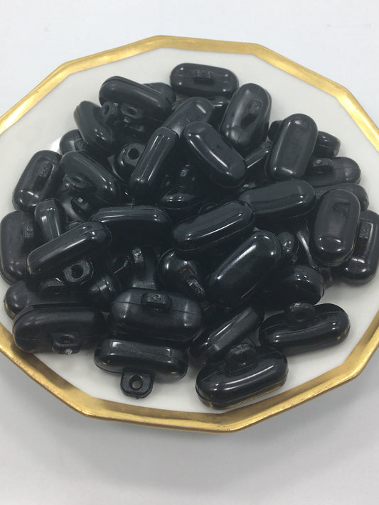 QUALITY 7/8"x 1/2" Black Shank Buttons ITALIAN Vintage Sewing Button for Clothing / Coat & Jacket Buttons / Designer Decorative Buttons 571