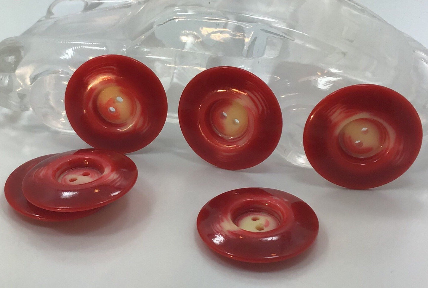 QUALITY 1-3/8" Cherry Red Cream Buttons ITALIAN Vintage Sewing Button for Clothing / Coat & Jacket Buttons / Designer Buttons 583