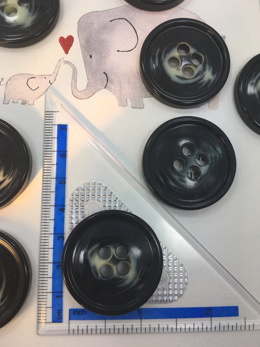 QUALITY 1 3/8" Black Cream Buttons ITALIAN Vintage Sewing Button for Clothing / Coat & Jacket Buttons / Designer Decorative Buttons 555