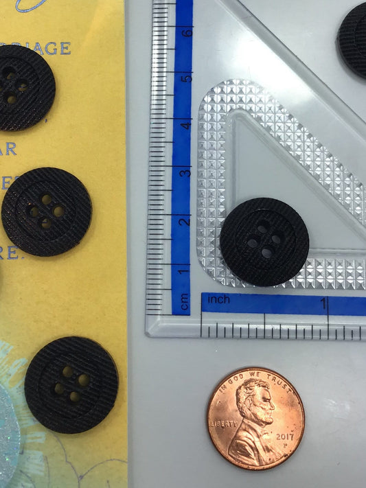 QUALITY 11/16" Black Buttons ITALIAN Vintage Sewing Button for Clothing / 4 Hole Buttons / Designer Decorative Buttons 607