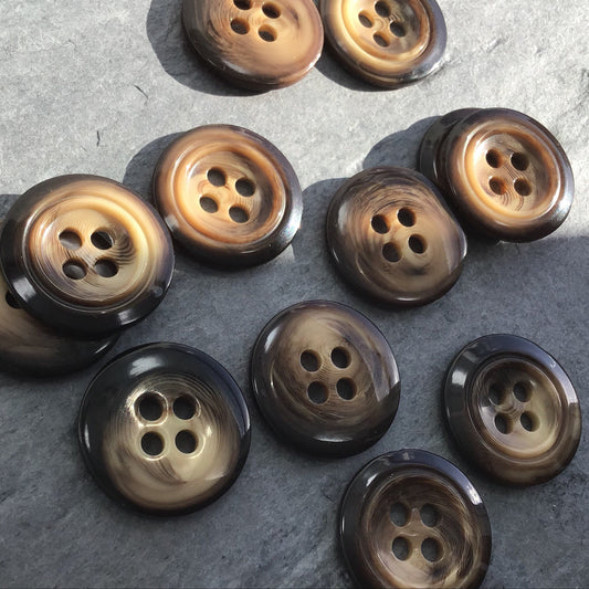 QUALITY 1" Coffee Brown 4 Hole Buttons ITALIAN Vintage Sewing Button for Clothing / Coat, Jacket & Dress Buttons / Designer Buttons 653