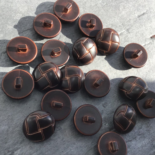 QUALITY 3/4" Brown Leather Look Shank Buttons ITALIAN Vintage Sewing Button for Clothing / Decorative Designer Buttons 655