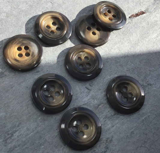QUALITY 1-1/8" Coffee Brown Buttons 4 Hole ITALIAN Vintage Sewing Button for Clothing / Coat & Jacket Buttons / Designer Buttons 658
