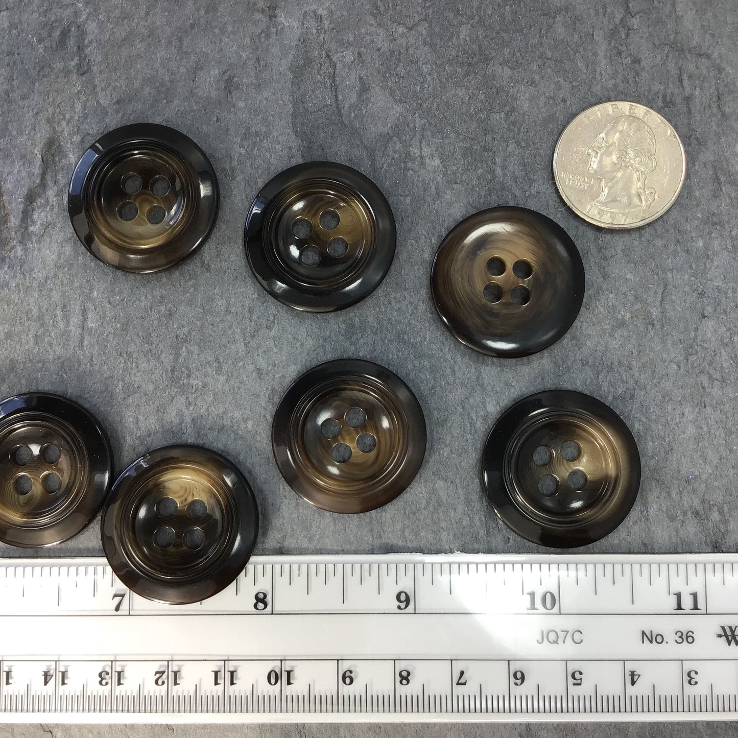 QUALITY 1-1/8" Coffee Brown Buttons 4 Hole ITALIAN Vintage Sewing Button for Clothing / Coat & Jacket Buttons / Designer Buttons 658