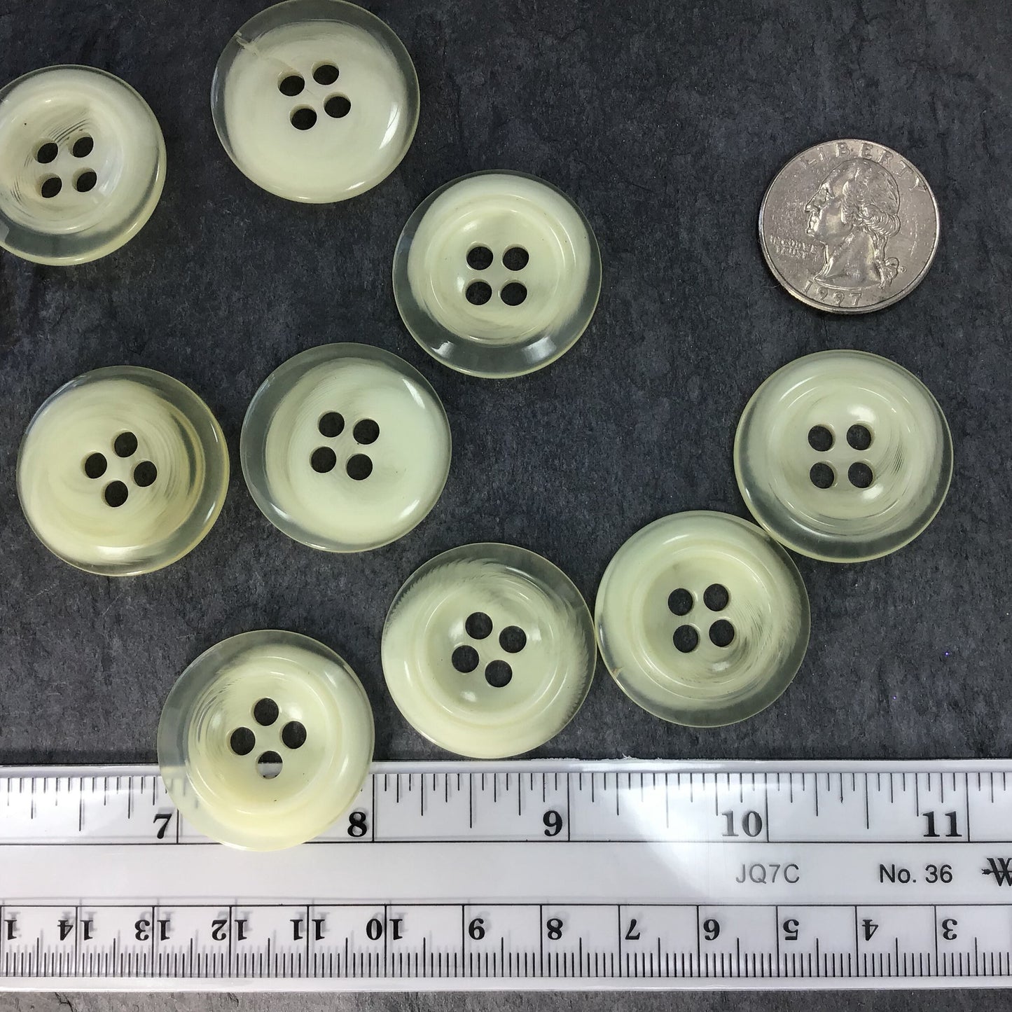 QUALITY 1-1/8" Clear Creme Buttons 4 Hole ITALIAN Vintage Sewing Button for Clothing / Coat & Jacket Buttons / Designer Buttons 659