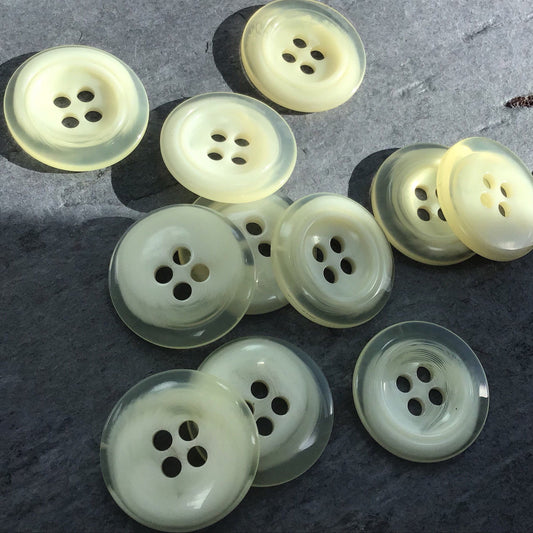 QUALITY 1-1/8" Clear Creme Buttons 4 Hole ITALIAN Vintage Sewing Button for Clothing / Coat & Jacket Buttons / Designer Buttons 659
