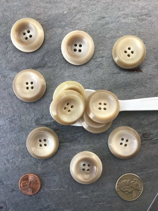 ITALIAN 1-1/8" Tan Beige Buttons / Vintage Sewing Button for Clothing / Coat & Jacket Buttons / Designer Decorative Buttons 692