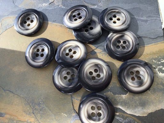 BIG 1-3/8" Ash Grey Buttons ITALIAN Vintage Sewing Button for Clothing / Coat & Jacket Buttons / Designer Decorative Buttons 672