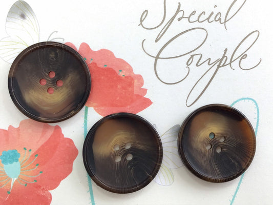 QUALITY 1 1/8" Toffee Brown Buttons ITALIAN Vintage Sewing Button for Clothing / Coat & Jacket Buttons / Designer Buttons 674