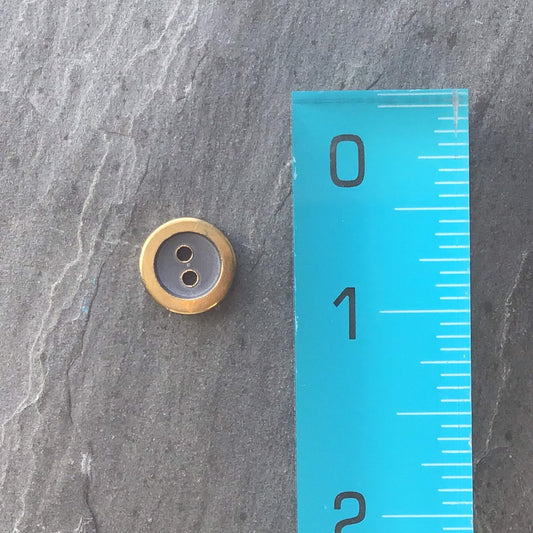 GOLD Grey BUTTONS 1/2" Vintage Metal 2 Hole Buttons for Clothing / Blazer Buttons & Jacket Buttons / Decorative Buttons 190