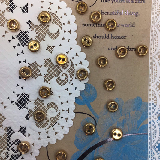 3/8" SMALL GOLD Buttons VINTAGE 2 Hole Metal Buttons for Clothing / Blouse Buttons / Shirt Buttons / Dress Buttons 51