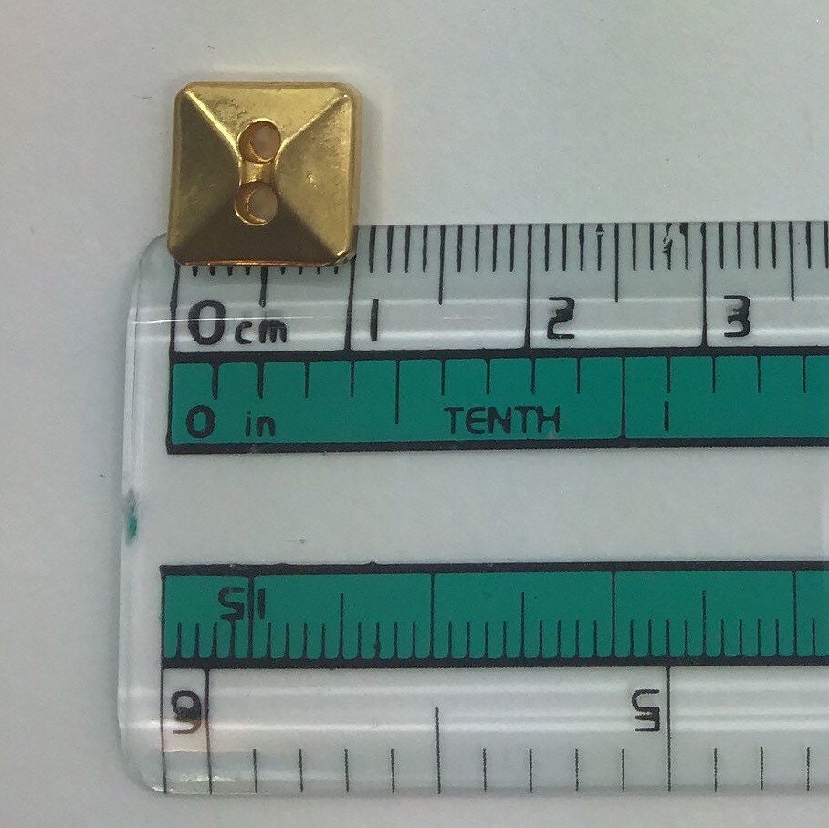 SQUARE GOLD BUTTONS 7/16" Vintage 2 Hole Gold Metal Buttons for Clothing / Shirt Buttons / Dress Buttons 50