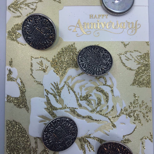 ANTIQUE SILVER EMBOSSED Buttons 1-1/8" Vintage Metal Shank Buttons for Clothing / Blazer Buttons & Jacket Buttons / Decorative Button 15