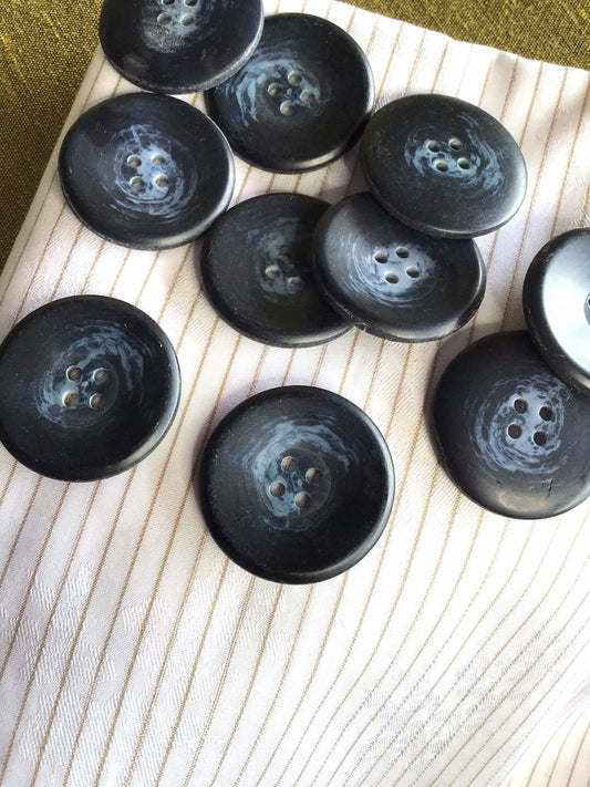 Italian BUTTONS LARGE 4 HOLE Buttons 1-1/4" (30mm) 48L Dark Navy Two Tone Buttons Vintage/ Coat Buttons/ Wholesale Decorative Buttons 800