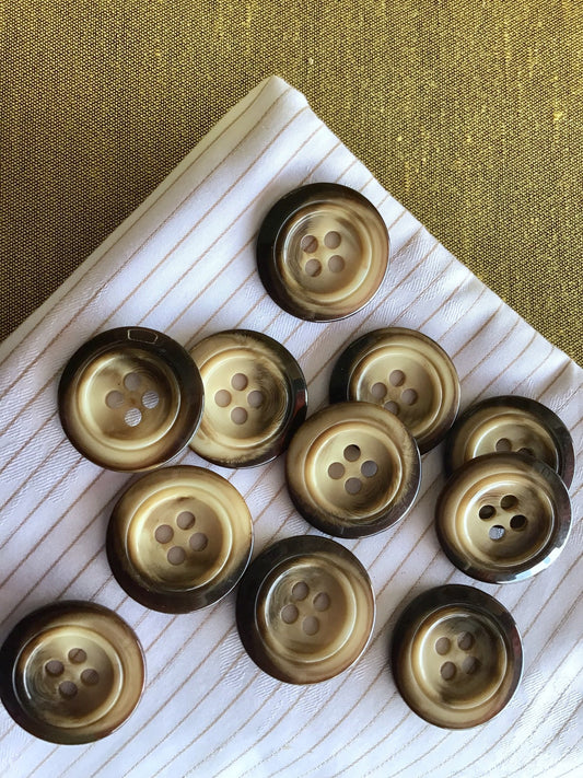Italian COFFEE BROWN 4 HOLE Buttons 1-1/8" (28mm) 44L Tan Brown Two Tone Buttons Vintage/ Coat Buttons/ Wholesale Decorative Buttons 809
