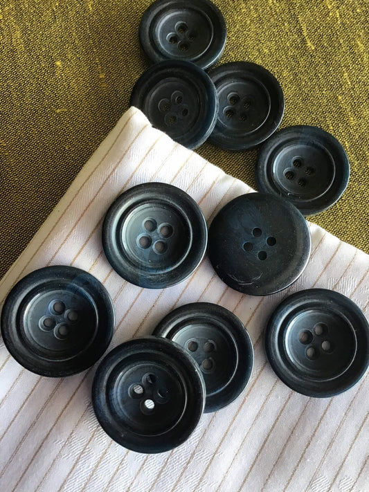 Italian Navy Black 4 HOLE Buttons 1-1/8" (28mm) 44L Dark Blue Black Two Tune Buttons Vintage/ Coat Buttons/ Wholesale Decorative Buttons 869