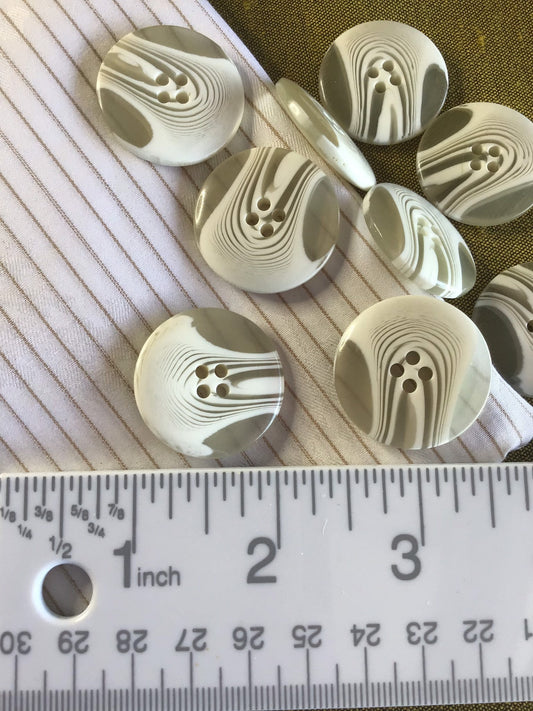 Italian WHITE CLEAR 4 Hole Buttons 1-1/8" (28mm) 44L White Two Tone Buttons Vintage/ Jacket Coat Buttons/ Wholesale Decorative Buttons 885