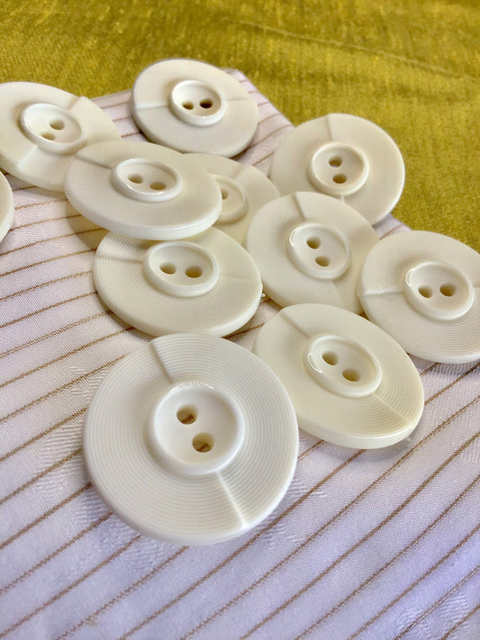 WINTER WHITE Italian 2 HOLE Big Buttons 1-1/4" (30mm) 48L Ivory Textured Buttons Vintage/ Coat Buttons/ Wholesale Decorative 801