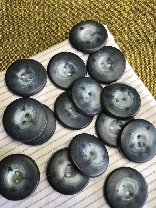 Italian Grey BUTTONS LARGE 2 HOLE Buttons 1" (25mm) 40L Gray Two Tone Buttons Vintage/ Coat Buttons/ Wholesale Decorative Buttons 737