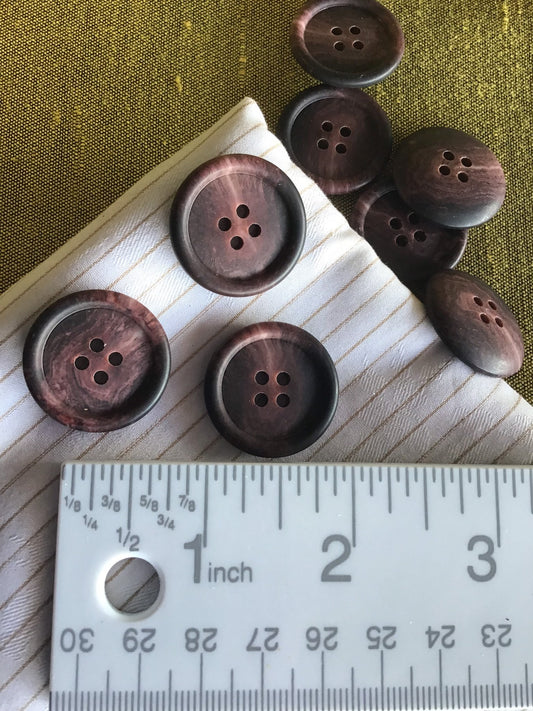 Italian MAHOGANY 4 HOLE Buttons 1" (25mm) 40L Multi Reddish Brown Buttons Vintage/ Jacket & Coat Buttons/ Wholesale Decorative Buttons 866