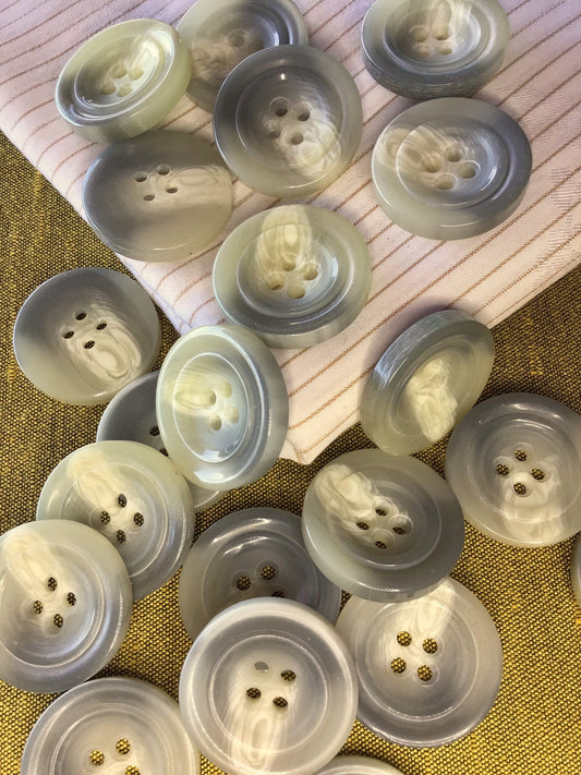 Italian White Grey 4 HOLE Buttons 1-1/8" (28mm) 44L White Gray Two Tune Buttons Vintage/ Coat Buttons/ Wholesale Decorative Buttons 870