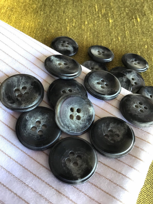 Italian MULTI GRAY 4 Hole Buttons 3/4" (19mm) 30L Multi Grey Two Tone Buttons/ Vintage Buttons/ Wholesale Decorative Buttons 889