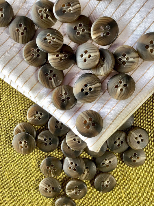 QUALITY 5/8" ITALIAN Multi Brown Vintage Sewing Button for Clothing / 4 Hole Buttons / Designer Decorative Buttons 845
