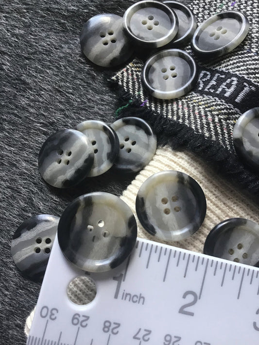1" Grey Buttons WHOLESALE 4 Hole Buttons VINTAGE 25mm 40L Gray Buttons for Clothing / Multi-Gray Craft Buttons / Sewing Buttons 504