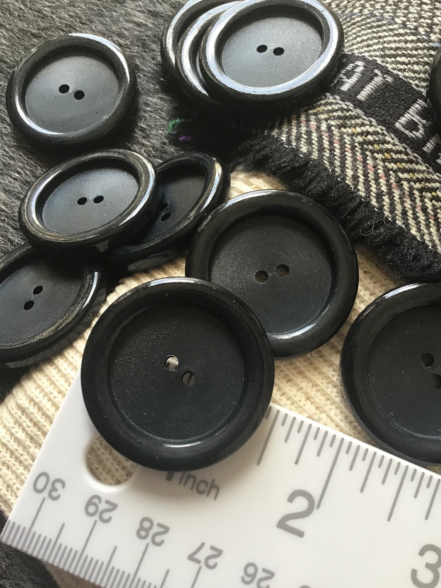 LARGE BLACK Buttons VINTAGE Italian Buttons for Coat / Jacket Buttons / 35mm Black 2 Hole Buttons / 54L Big Buttons Wholesale 505