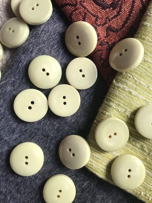 VINTAGE Cream Ivory LARGE Buttons ITALIAN Designer Buttons 1-3/16" (29mm) 48L Thick 2 Hole Coat Buttons 524