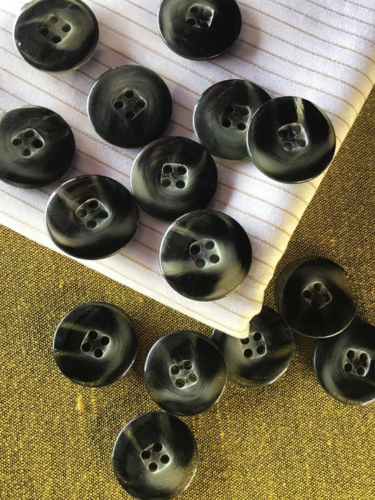 Grey Clear Italian 15/16" (23mm) 38L 4 Hole Vintage Buttons #895 Vintage/ Coat Buttons/ Wholesale Decorative Buttons